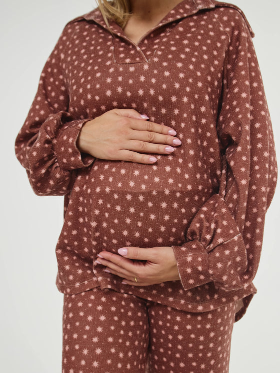 Camisola Loungewear Horizonte V1 Bordeaux e Rosa